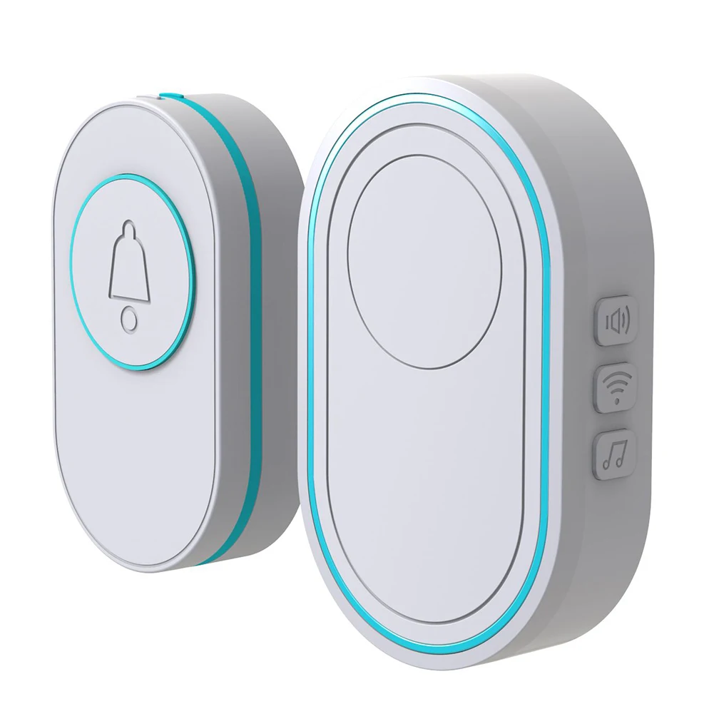 

Wireless Doorbell with 200m Remote Range Intelligent Design Rain Proof Transmitter Adjustable Volume and Clear Ringtone