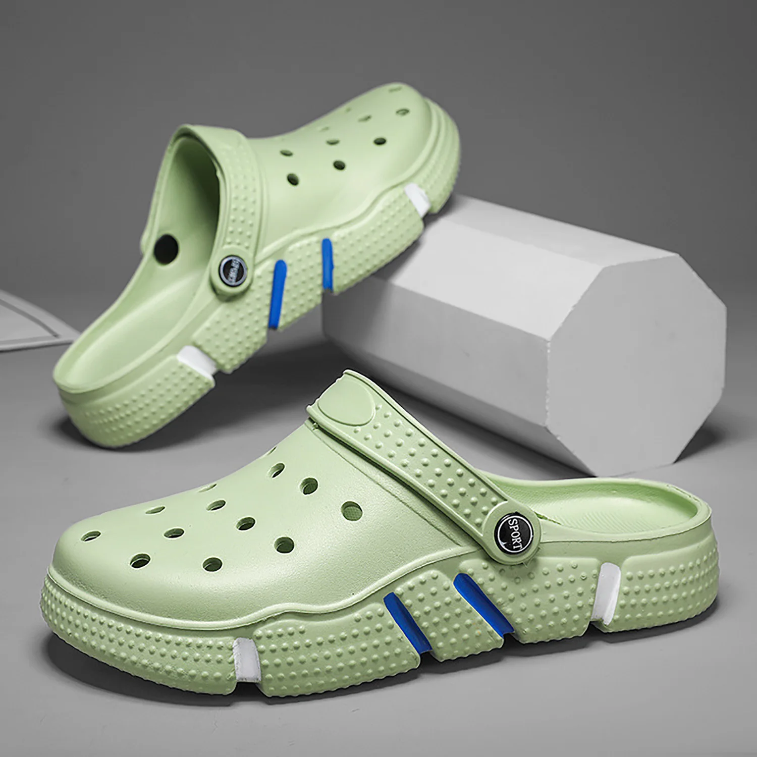 Large Size Slides Men's Trendy Garden Shoes Eva Soft Sole Hollow Baotou Flip-flops Sandals for Men's Leisure Beach Slippers 5