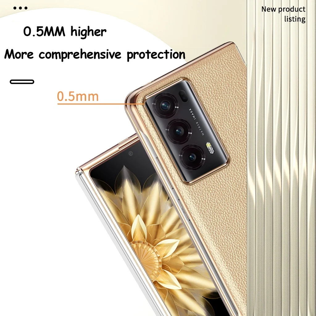 Lychee pattern Case For Honor Magic V2 V 2 Cover Plating Frame Full Protection cases For Honor Magic V2 Shell