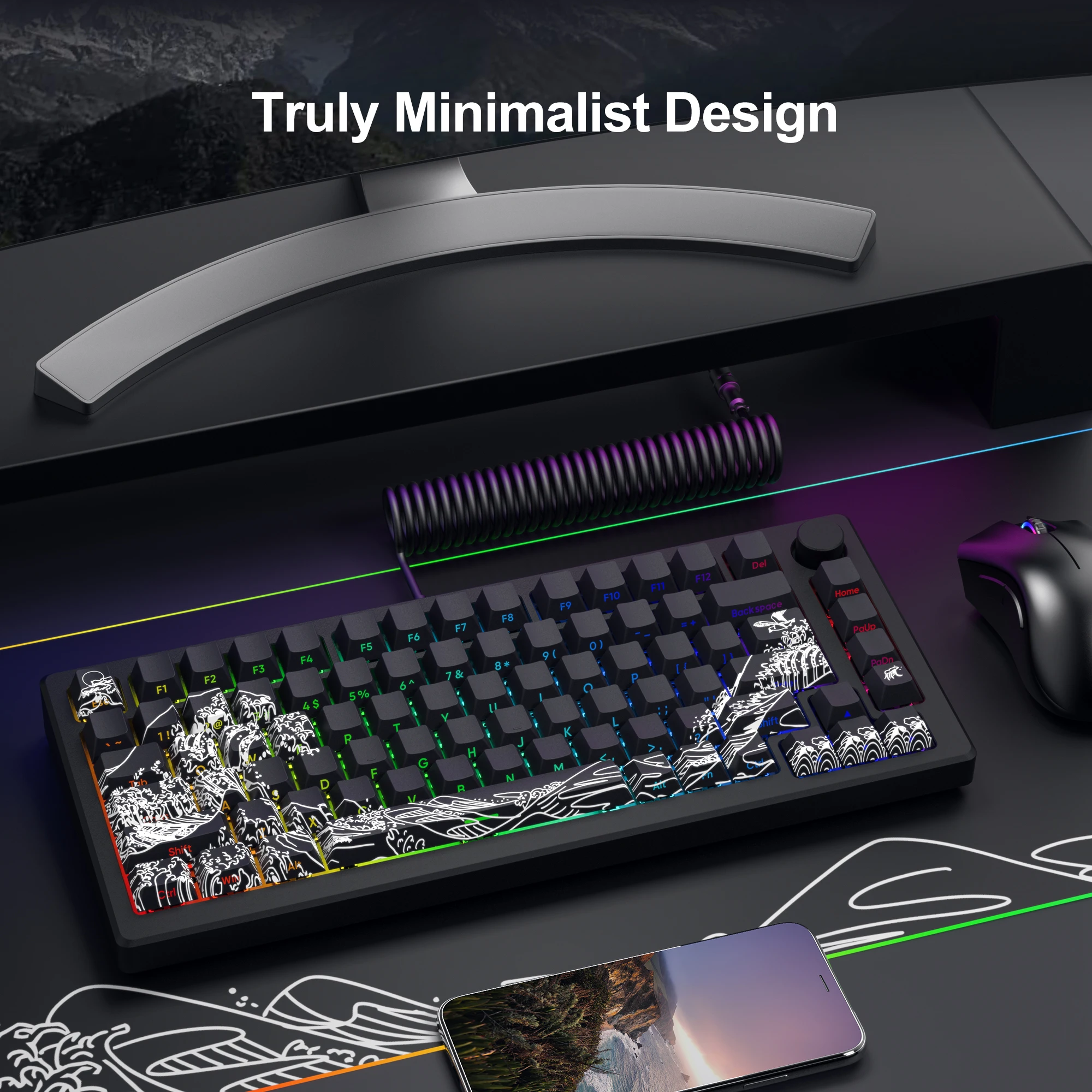 Pbt Keycaps para Cherry mx Gamer Teclado Mecânico Impressão Lateral Mar Negro Coral Backlit Side Dye-sub Cereja Perfil 131 Chaves - Imagem 5