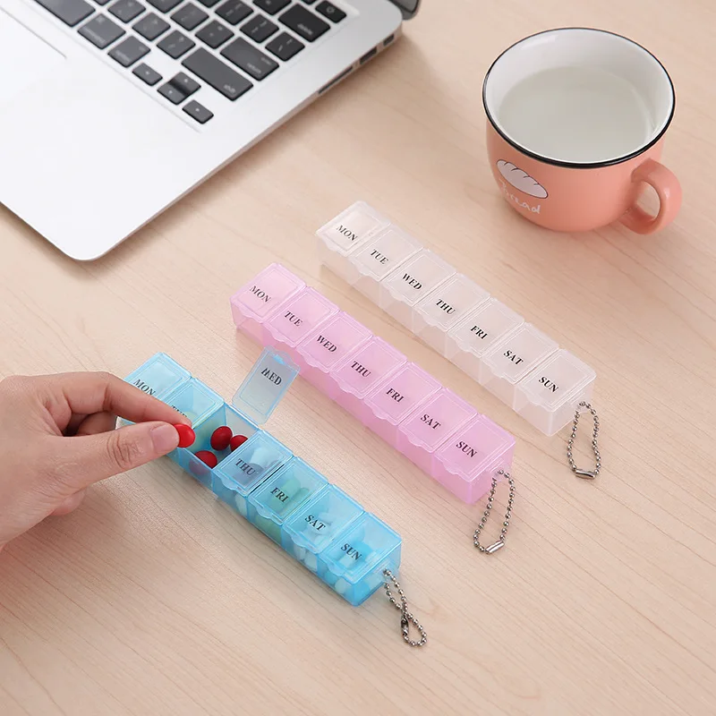 

Pill Case Organizer 7 Days Pill Medicine Box Weekly Tablet Holder Storage Organizer Container Case Pill Box Splitters 3 Colors