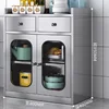 Large Luxury Metal Cabinet Stainless Steel Design Shelves Nordic Storage Cabinet Kitchen Tall Modern Meuble Cuisine Furniture 1