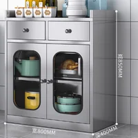 Large Luxury Metal Cabinet Stainless Steel Design Shelves Nordic Storage Cabinet Kitchen Tall Modern Meuble Cuisine Furniture 1