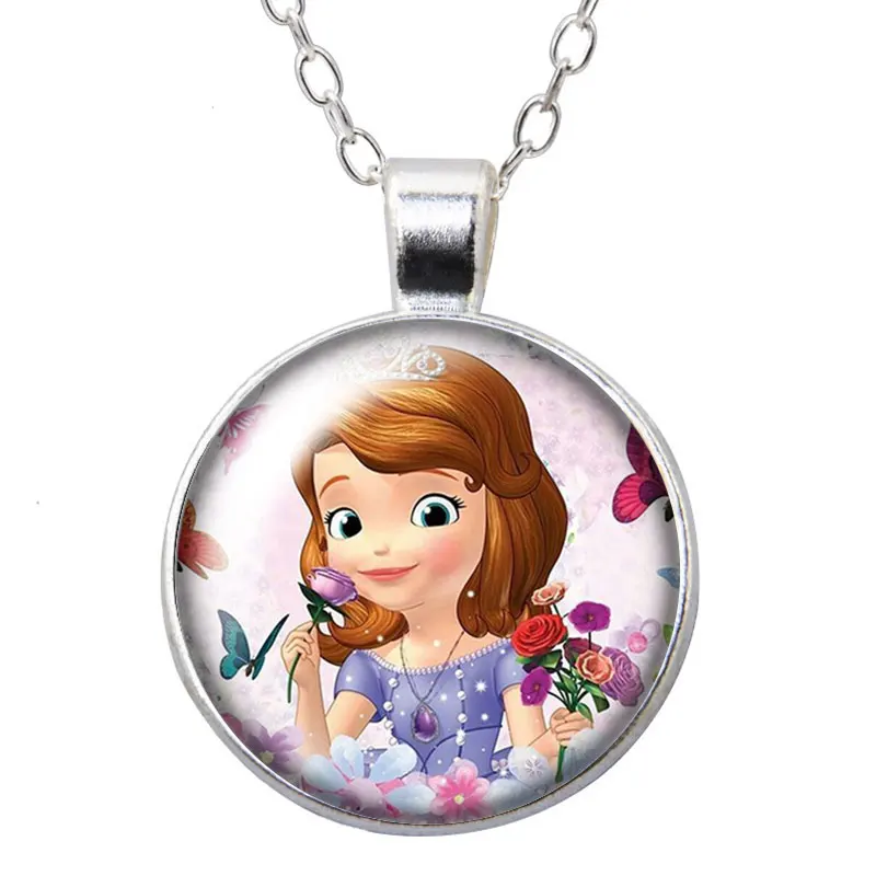 Princess Sofia purple Girls Cartoon Round Photo Glass cabochon