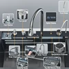 Stainless Steel Kitchen Sink with Faucet 75*45cm Large Single Bowl Digital Display Dish Basin Sink Waterfall Hot Cold Faucets 3
