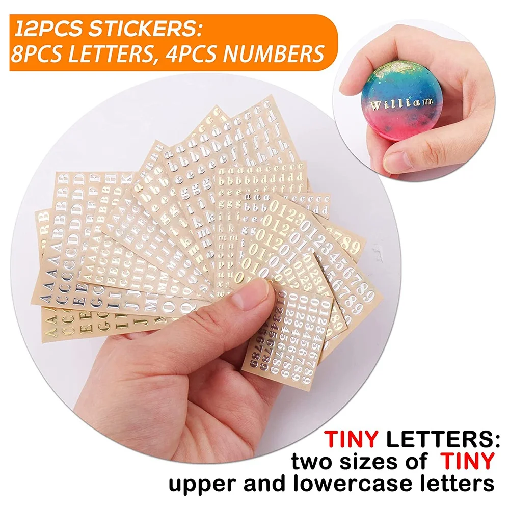  18 Sheets Small Letter Stickers 3mm Alphabet Number