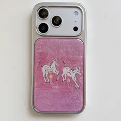 Pink Pony Hand - Drawn Design Sweet Nostalgic Aesthetic Chic Phone Case Back Cover - iPhone 15 (1)