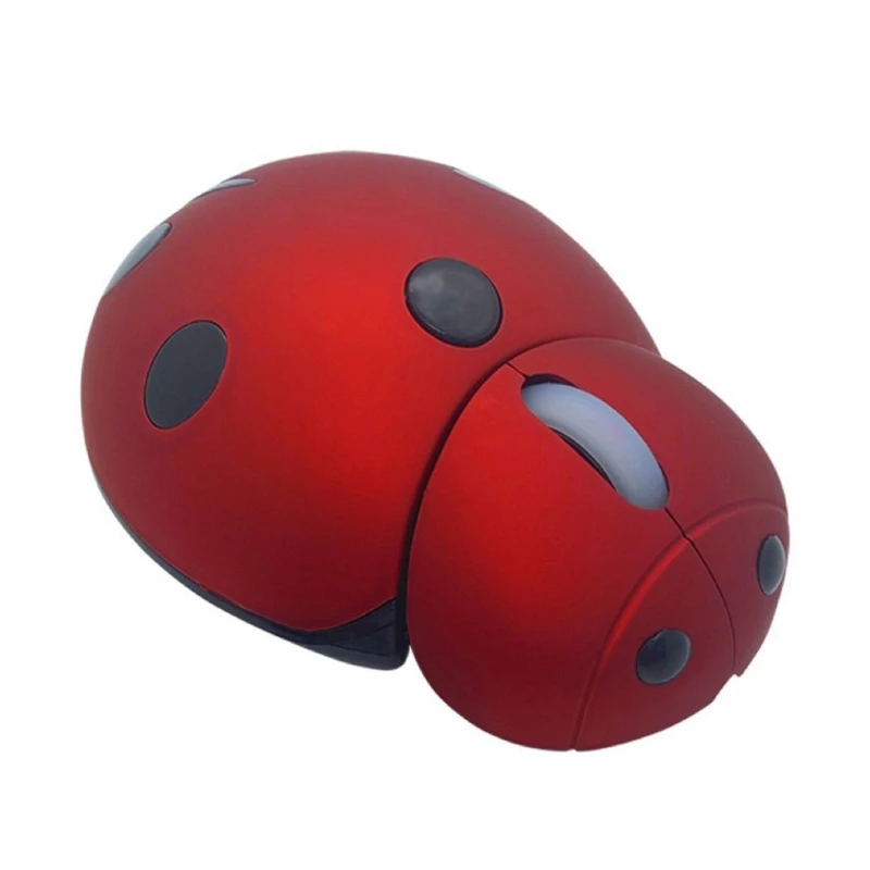 Wireless Cartoon Ladybug Mouse - Mini Animal Shape with USB Receiver 2.4GHz for Desktop and Laptop Accessories