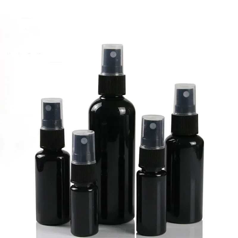 100PCS*10/20/30/50/100ML Empty Black Plastic Spray Pump Bottle Sample Liquid Refillable Fine Mist Atomizer Cosmetic Container