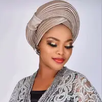 African Headtie Women's Turban Cap Wedding Party Auto gele Nigeria Lady Head Wraps