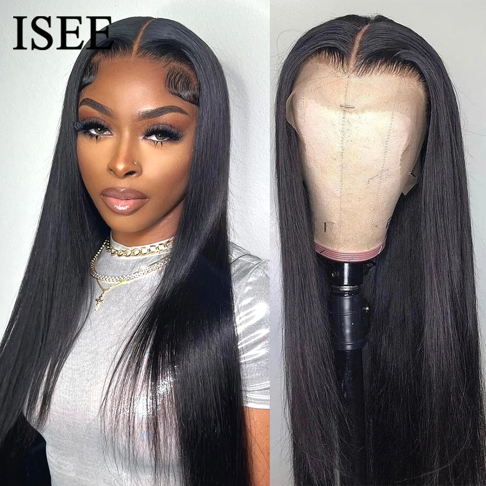 Lace Frontal Human Hair Wigs PreBleached Knots Preplucked Straight Lace Front Wigs For Women Brazilian Wigs On Sale ISEE Hair - 4