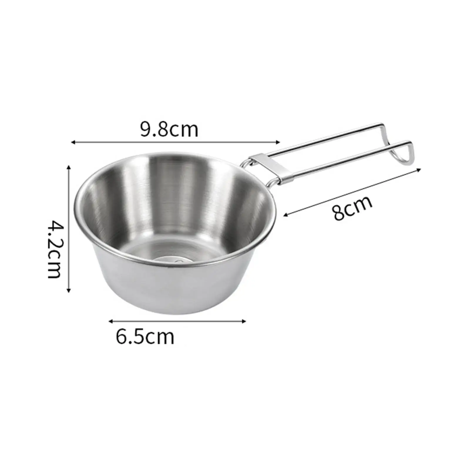 Camping Bowl Cookware Utensil Stainless Steel with Foldable Handle Drink