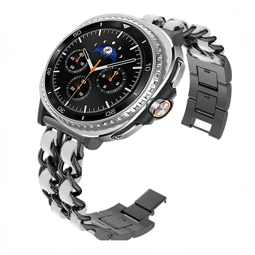Stylish Metal & Leather Strap Fashion Wristband