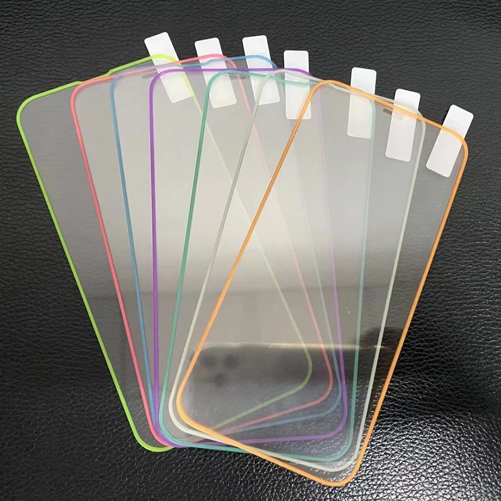 

Colour Luminous Screen Protectors For IPhone 15 14 Pro Max 12 11 13 XR X XS 7 8 Plus Glowing Tempered Glass Protective Film