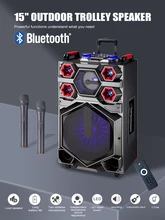  Large Portable Bluetooth Speaker Big Powerful Trolley Sound Box with wheel Karaoke HiFi Boombox Square Dance Soundbar Column Mic 