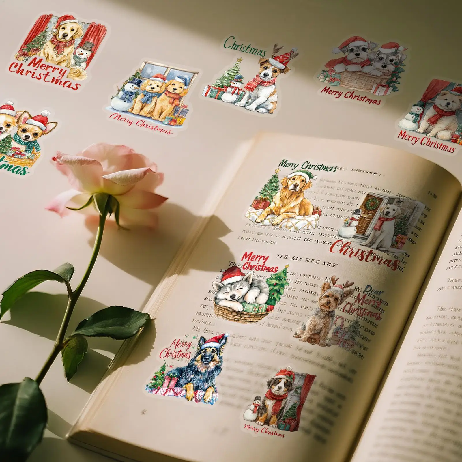 Christmas Craft Stickers 56 Pieces Dog Theme Decor Art Supplies Christmas Theme Stickers For Phone Case Scrapbook Indoor Outdoor