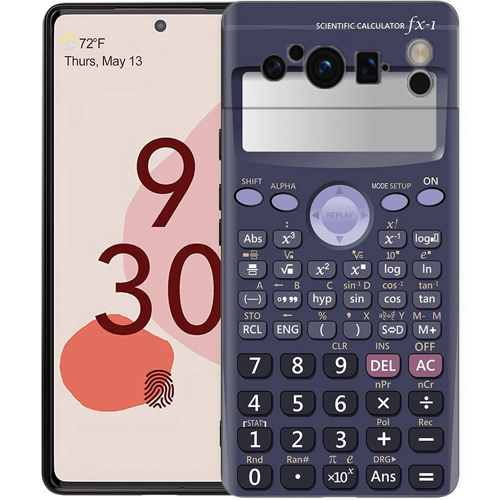 Vintage Calculator Design Shockproof TPU Phone Case - Soft Black Cover