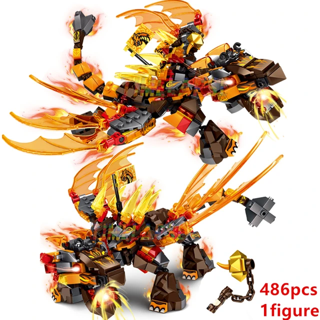 New Fire Attack of the Flame Dragons Fightar Titan Season 14 Fly Building Blocks Classic Model Sets Bricks Kid Kit - Without original Box