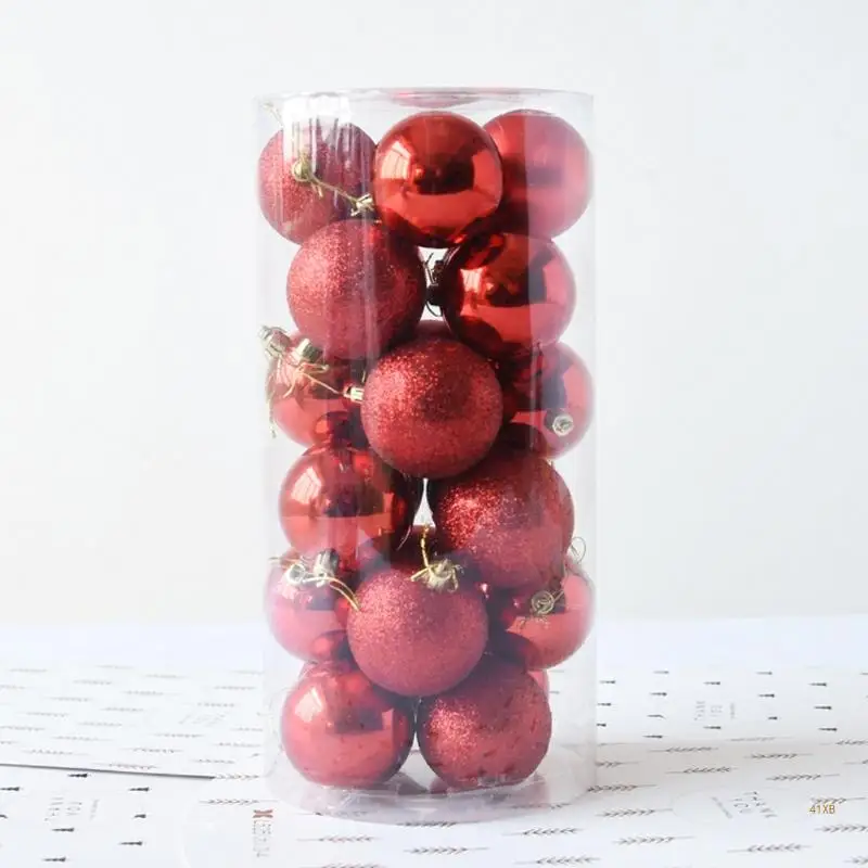 

41XB 24 Pcs Glitter Christmas Balls Baubles Tree Hanging Ornament Party Wedding Decor