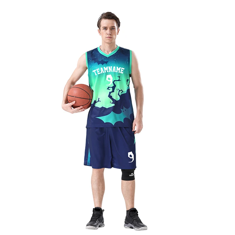 Basketball Jerseys Full Sublimation 100% Polyester Print Mens Reversible Basketball Shirts Mesh Fabric Basketball Uniform For Adults