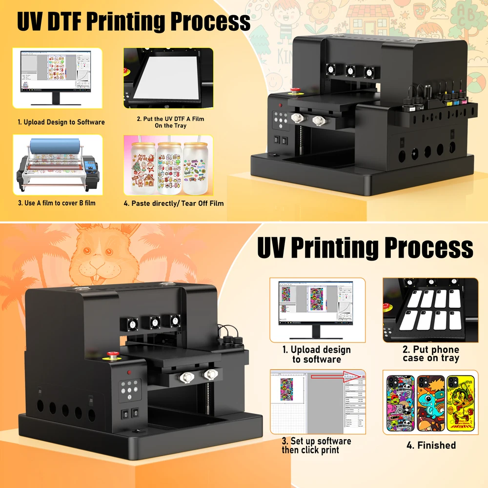 Epson XP600 A4 UV Printer with Varnish UV DTF Transfer Film Sticker Printer with Laminator for Phone Case Bottle Acrylic