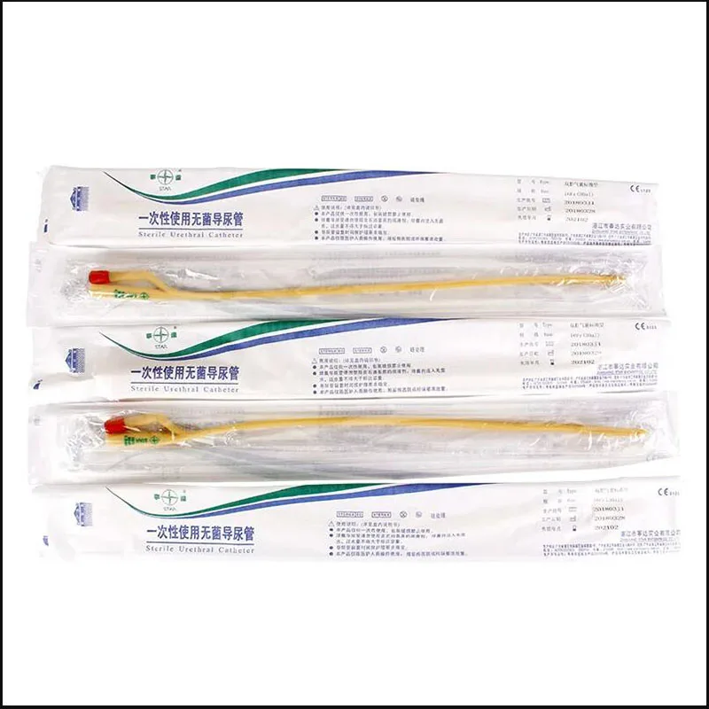 Disposable Medical Latex Catheters Sterilized Double Lumen Implantable Flexible Catheters 12 Pcs