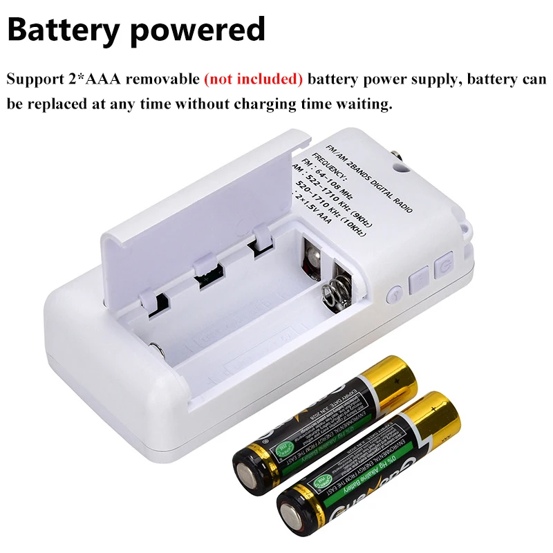 Mini Pocket FM AM Radio Orange Backlight LCD Display Radios with Full Range Speaker Support Alarm Sleep Timer 2*AAA Batteries