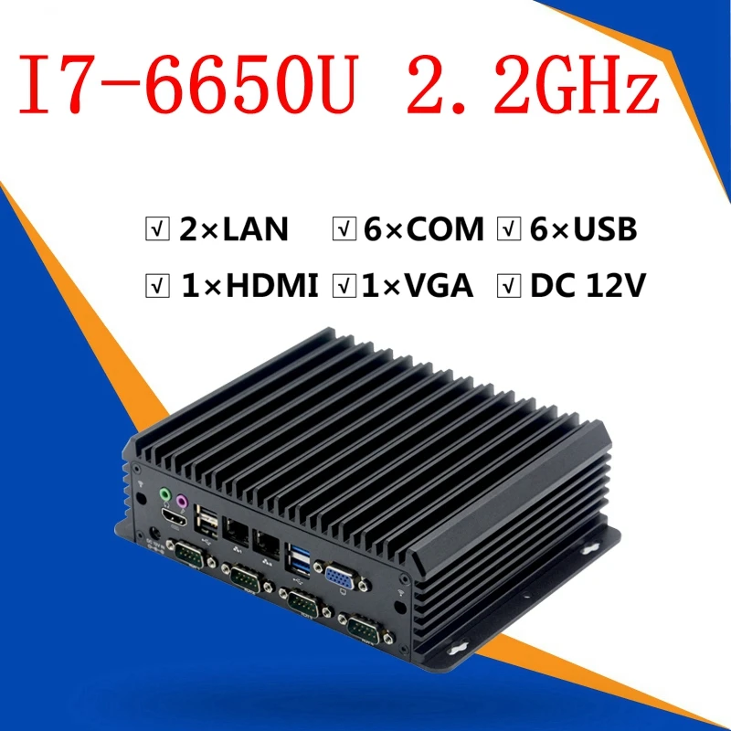Computer Industriali Mini Pc Senza Ventola Box I7 Con Dual Gigabit Ethernet 6 Usb 6 Rs232 Barebone Pc Windows 10 Linux