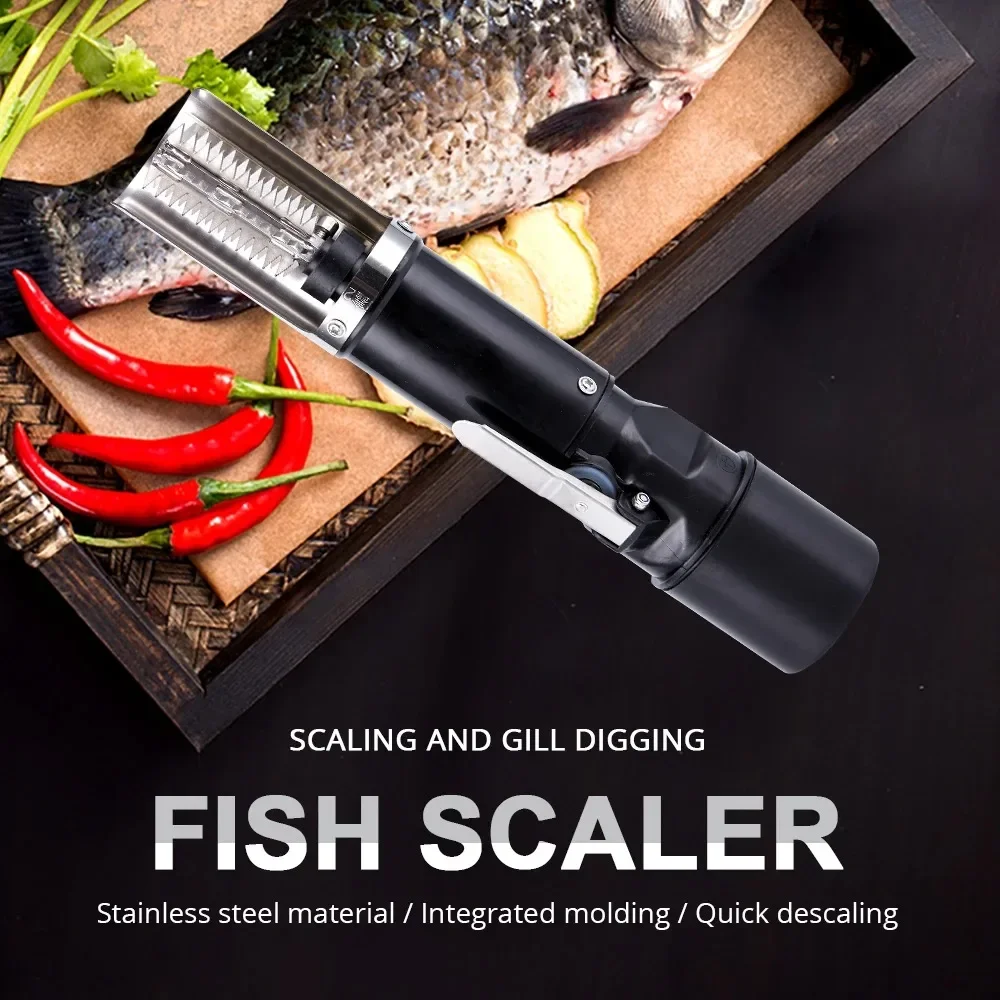 Fish Scales Scraper Seafood Knif 120W Waterproof Electric Fish Scale Scraper Fishing Clean Easy Fish Stripper Remover Cleaner Tool Charging Adapter