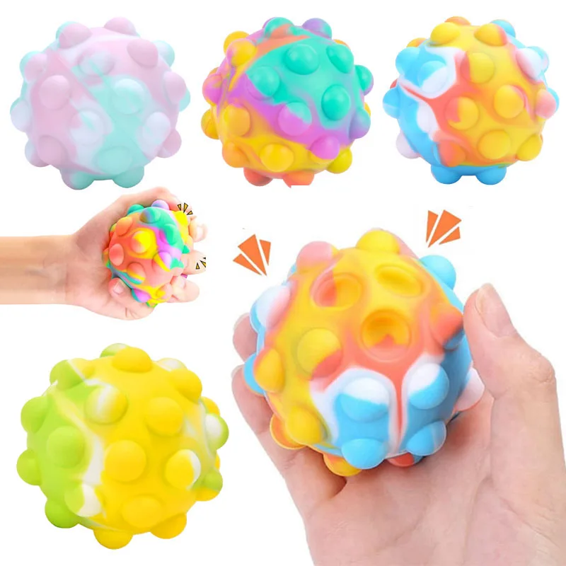 3D Squeeze Ball Popper Antistress Cube Rainbow Fidgets Toy Silicone