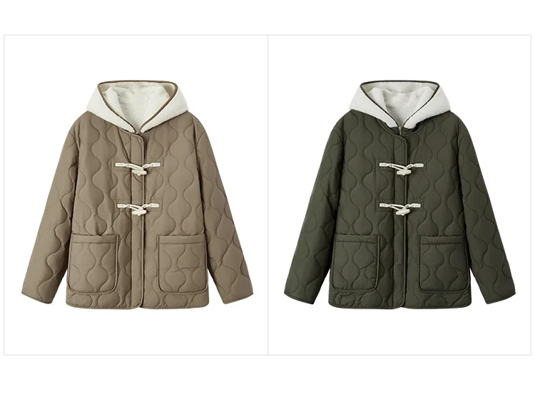 Chaqueta de algodón para mujer, chaleco de lana de cordero de imitación, impermeable, ligera, de algodón, conjunto de dos piezas para invierno.