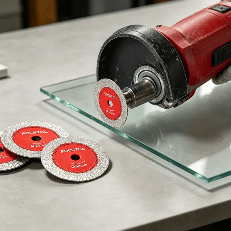 FOCSTOL Diamant-Trennscheibe für Glas, Jade, Kristall, Fliesen, Marmor, Gelötetes Glas-Gravur-Sägeblatt mit Rundem Schaft, Mini-Sägeblatt