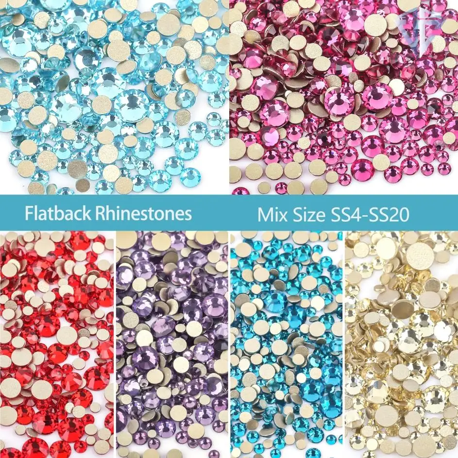 SS4-SS20 Mix Größe Klarer Kristall Nicht HotFix Gold FlatBack Strass Dekorationen DIY Glitzer Steine 3D Nail Art Zubehör – Detail 1