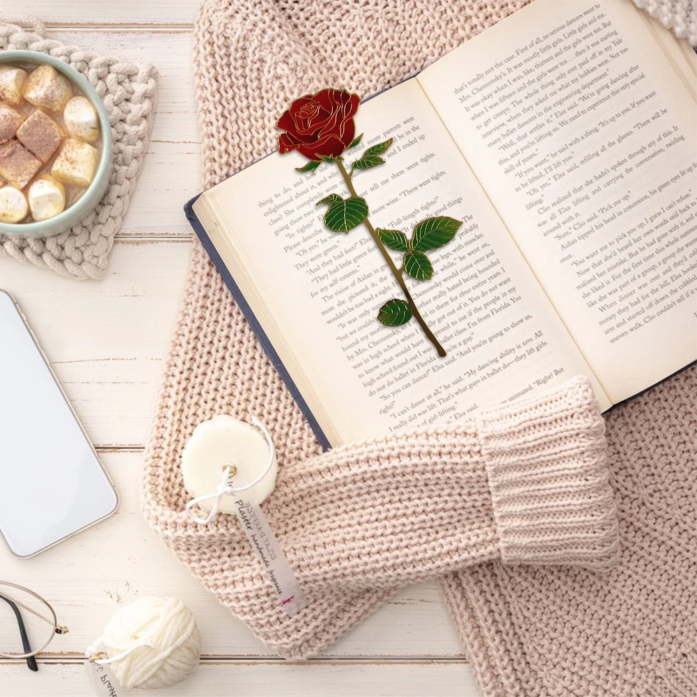 Metal Bookmark Bookmark Page Holder Bookmark Holder Metal Bookmark For Reading Lovers Birthday Red Rose Valentines Day Multi Purpose