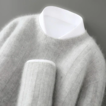 Men's 100% Australian Merino Wool Sweater | Pure Color Round Neck | Fashion Casual Autumn/Winter Warm Soft Pullover