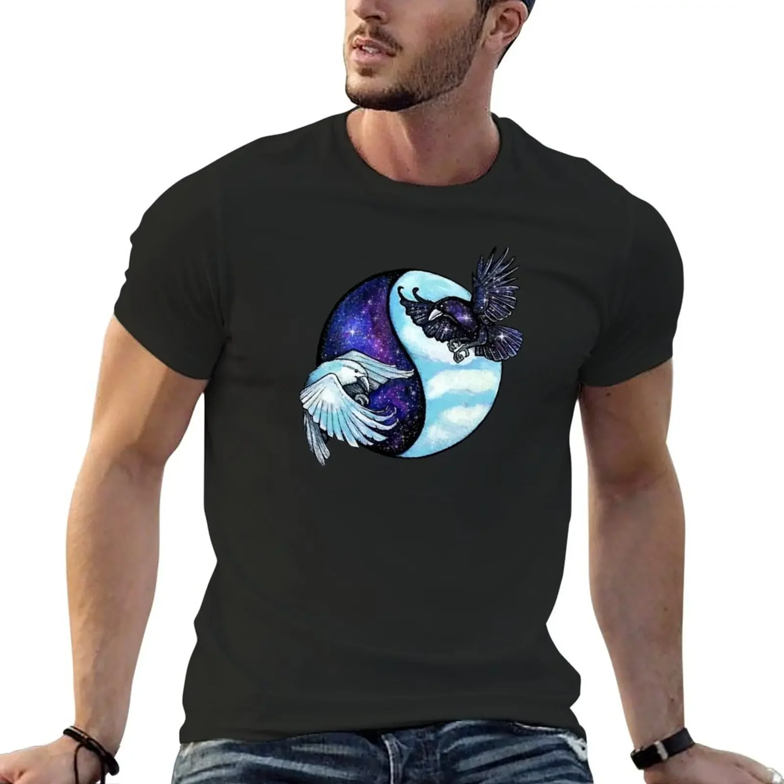 

Yin and Yang Ravens T-shirt Blouse boys whites tops Men's t-shirt