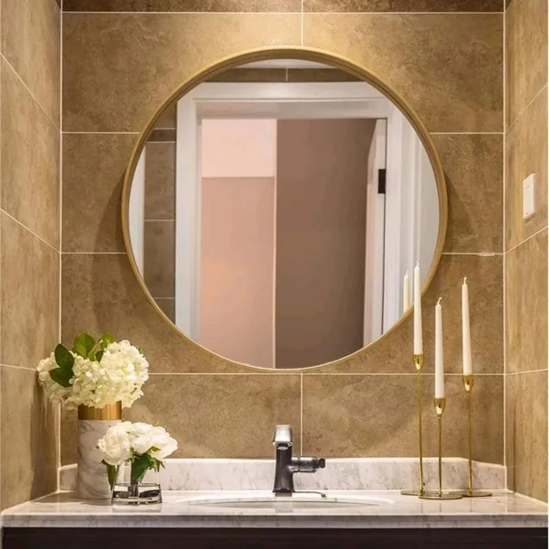 

Скандинавская зеркальная косметика для дома, Настенное подвесное простое зеркало для ванной комнаты, влагостойкое и грязеотталкивающее