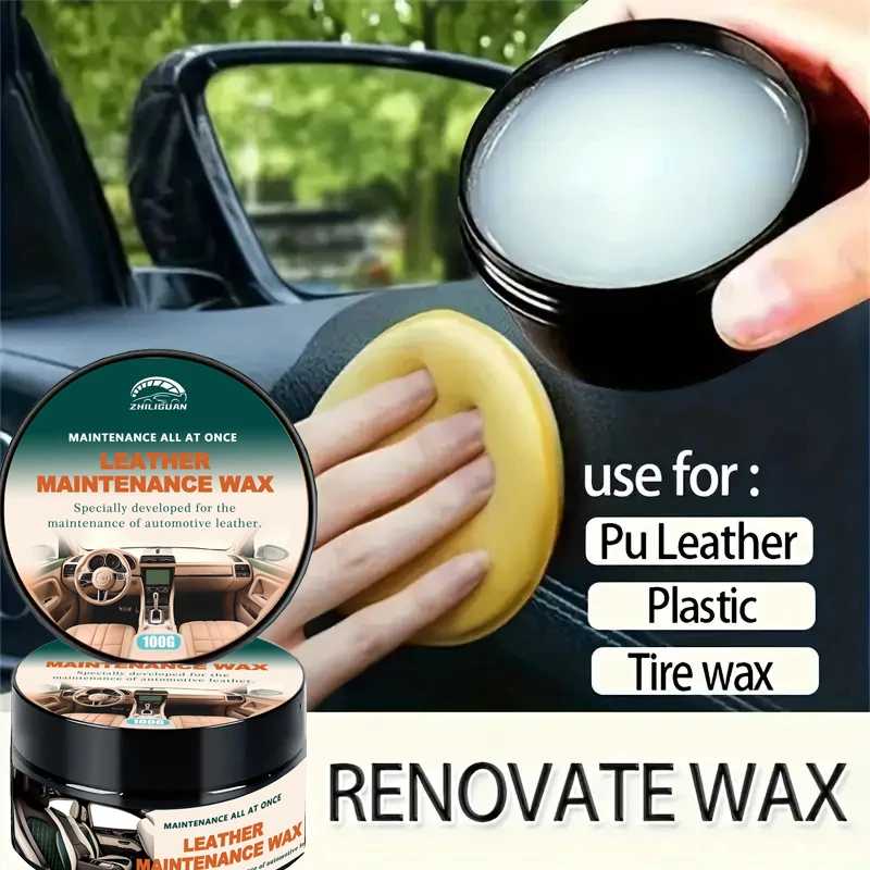Car Interior Renewal Kit Crystal Plating Wax Dashboard & Plastic Faux Leather Seat Restorer Tire Shine Coating Paste