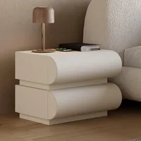 Smart Nightstand Modern White Leather Nightstands with Wireless Charger Bedside Table with 2 Drawers for Bedrooms 1