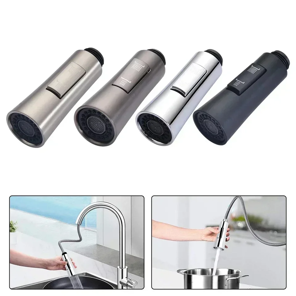 Ugello Estratile Per Rubinetto Cucina In ABS – 3 Modalità Di Spruzzo, Risparmio Idrico, Sostituzione Facile, Colore Nero