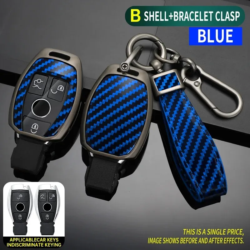 

Carbon fiber Zinc Alloy Car Key Case Cover For Mercedes Benz A C E S Class GLA CLA GLK GLC CLS W204 W463 W176 W251 W205 AMG