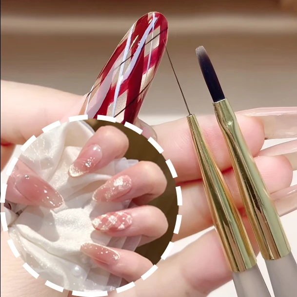 Professional Nail Plaid Art Brush For Tartan & Lines Slim Detail Drawing Painting Brush Manicure Nail Tool DIY UV Gel Extension_voghion.com