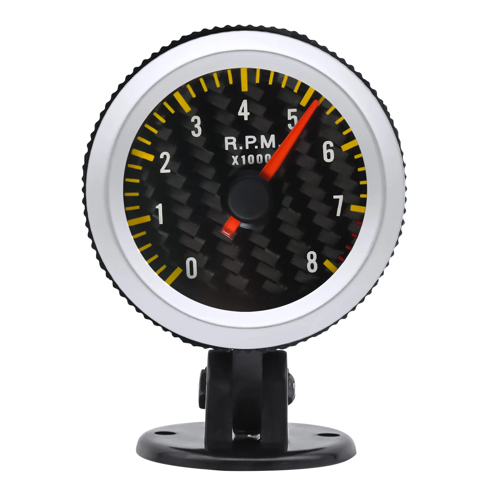 2" 52mm Car LED Tacho Gauge Tachometer Boat Carbon Fiber Face Yellow 0-8000 RPM meter 6050 for Auto tachometer gauge engine tachometer tachometer meter