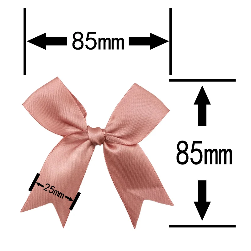 1 inch fresh pink ribbon bows Polyester Satin Bow Flower DIY Craft Decoration 50pcs
