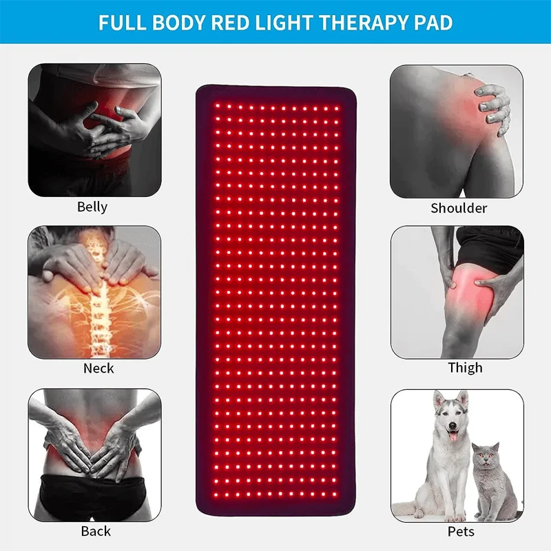 Red Light Therapy Pad Infrared Light LED Therapy Pad 31.6x11.8inch Lumbar Back Belt For Body Back Waist Knee Joint Pain Relief