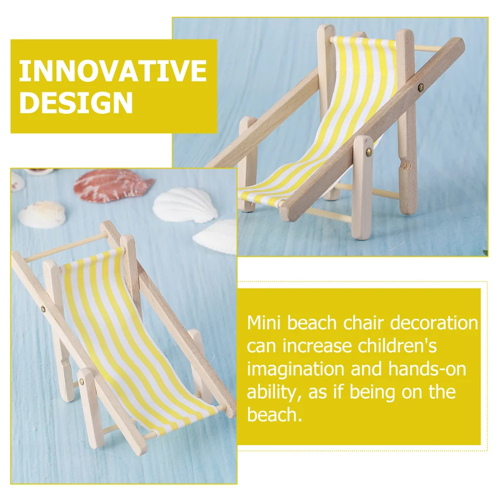 3 Pcs Blue Recliner Chairs Miniature Rocking Chair Craft Chair Blue Decor 1: 12 Deck Chair Accessories Deck Chair Beach Chair