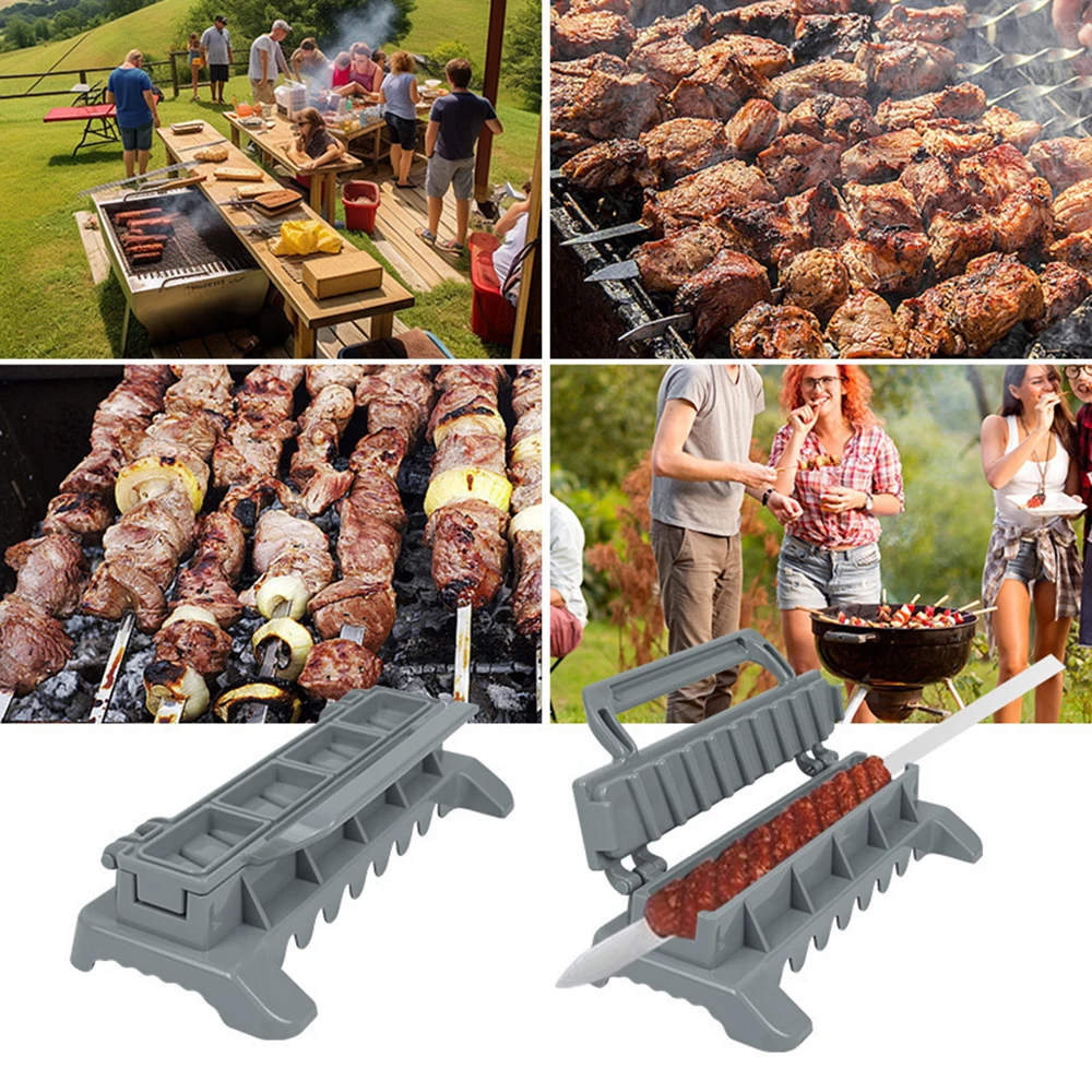 Single Row Kebab Maker Bbq Meat Skewer Machine Kebab Press Maker Reusable Plastic Bbq Skewer Preparation BBQ Tool