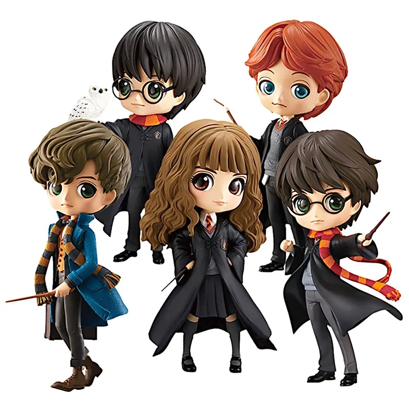 Bandai Q Posket-figuras de acción de Harry Potter para niños, juguetes coleccionables de Anime, Draco Malfoy Hermione, versión Original