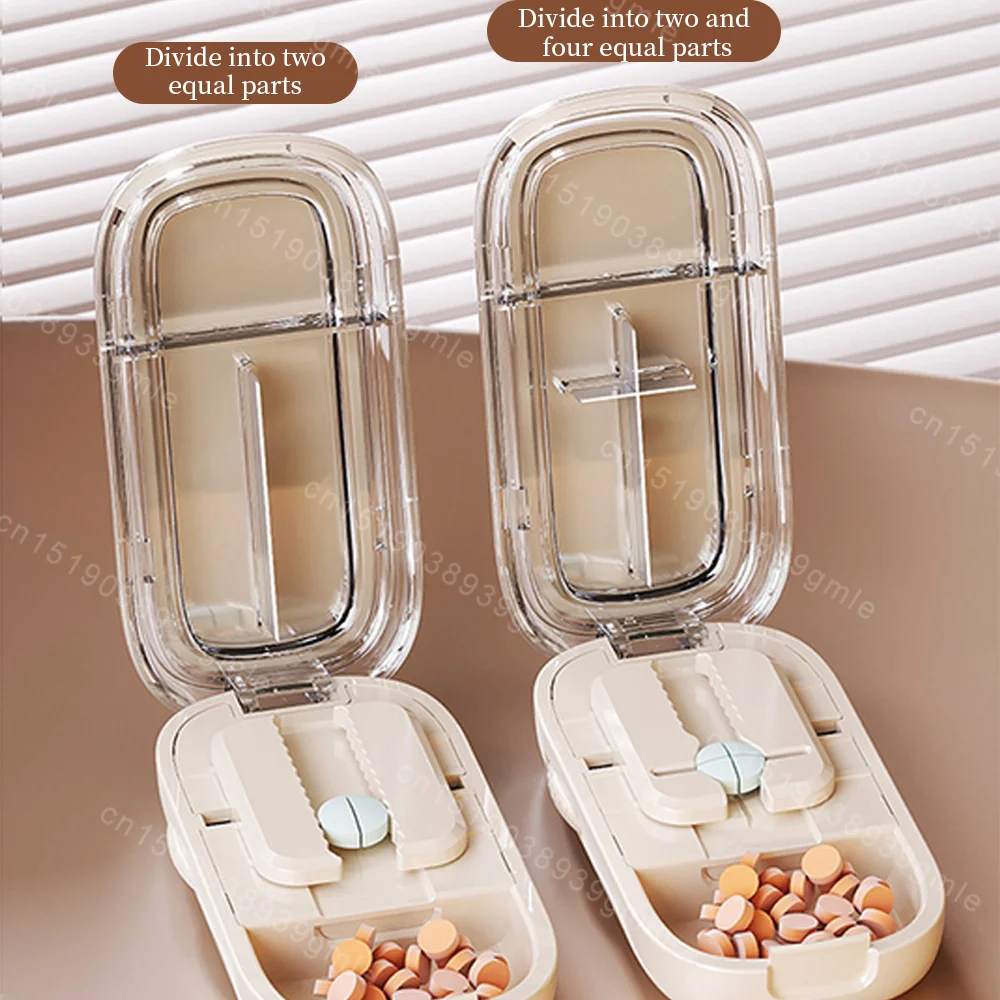 Pill Cutter Precise Cutting Medicine Splitter Home Dustproof Pill Cases Tablet Splitting Divider Container Organizer Storage Box