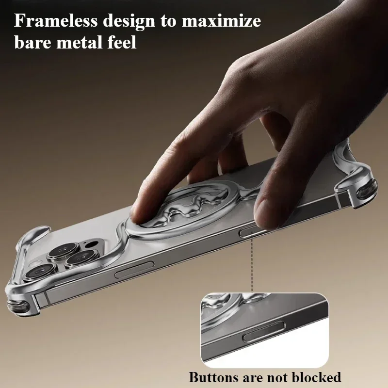 Eary Minimalist for iPhone 16 Pro Max Phone Case with Magsafe Magnetic Kickstand Metal Frameless Bumper Drop Protection 16 Cover